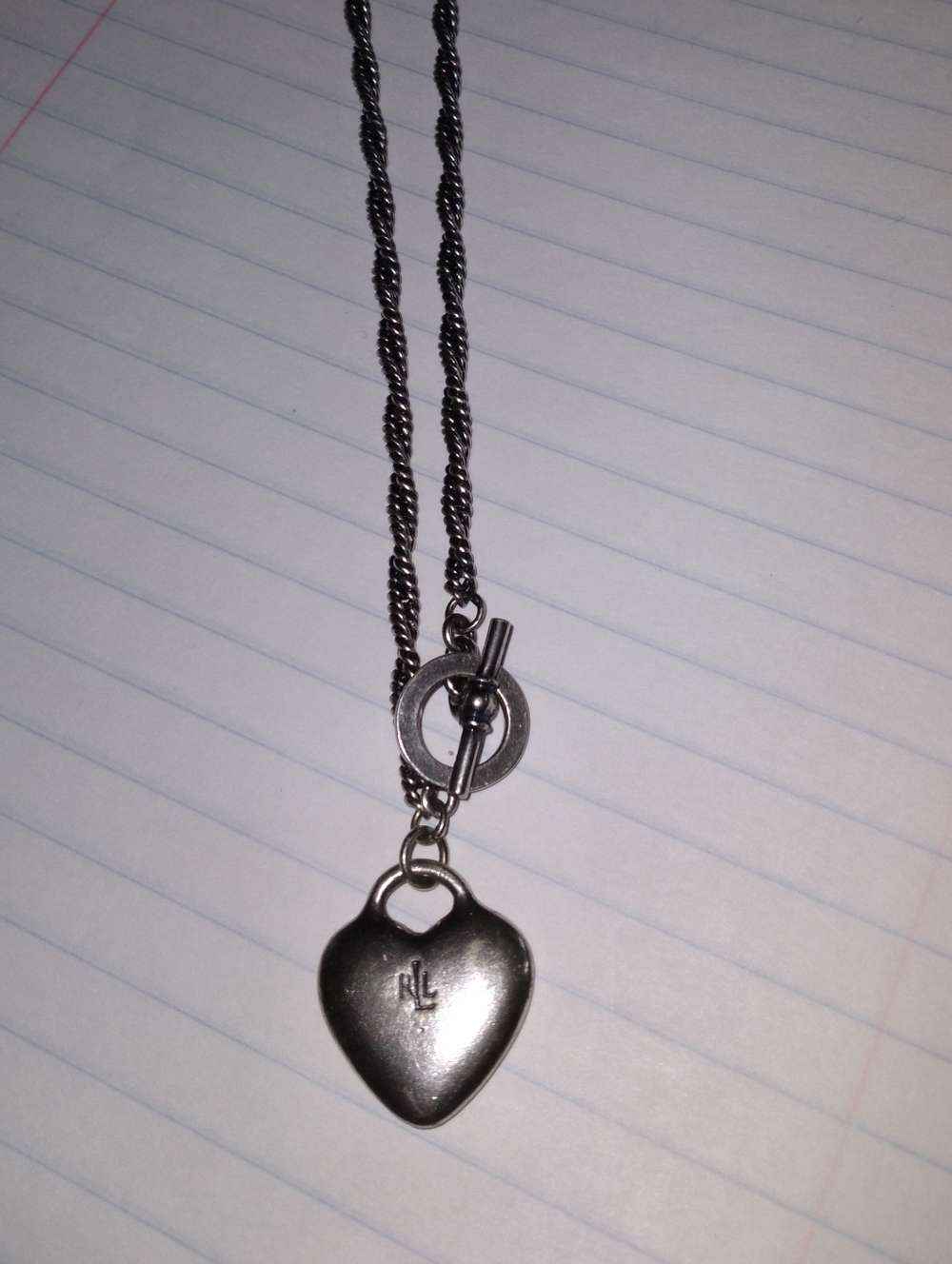 Ralph Lauren Silver Tone Heart Rope Chain